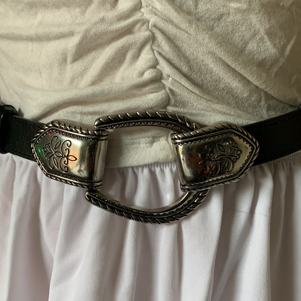 💋🔥Chicos Leather Western Style Cinch Belt EUC - Picture 2 of 14